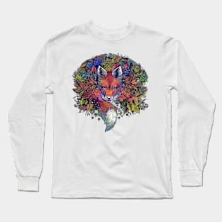 Autumn Rainbow Hiding Fox Long Sleeve T-Shirt